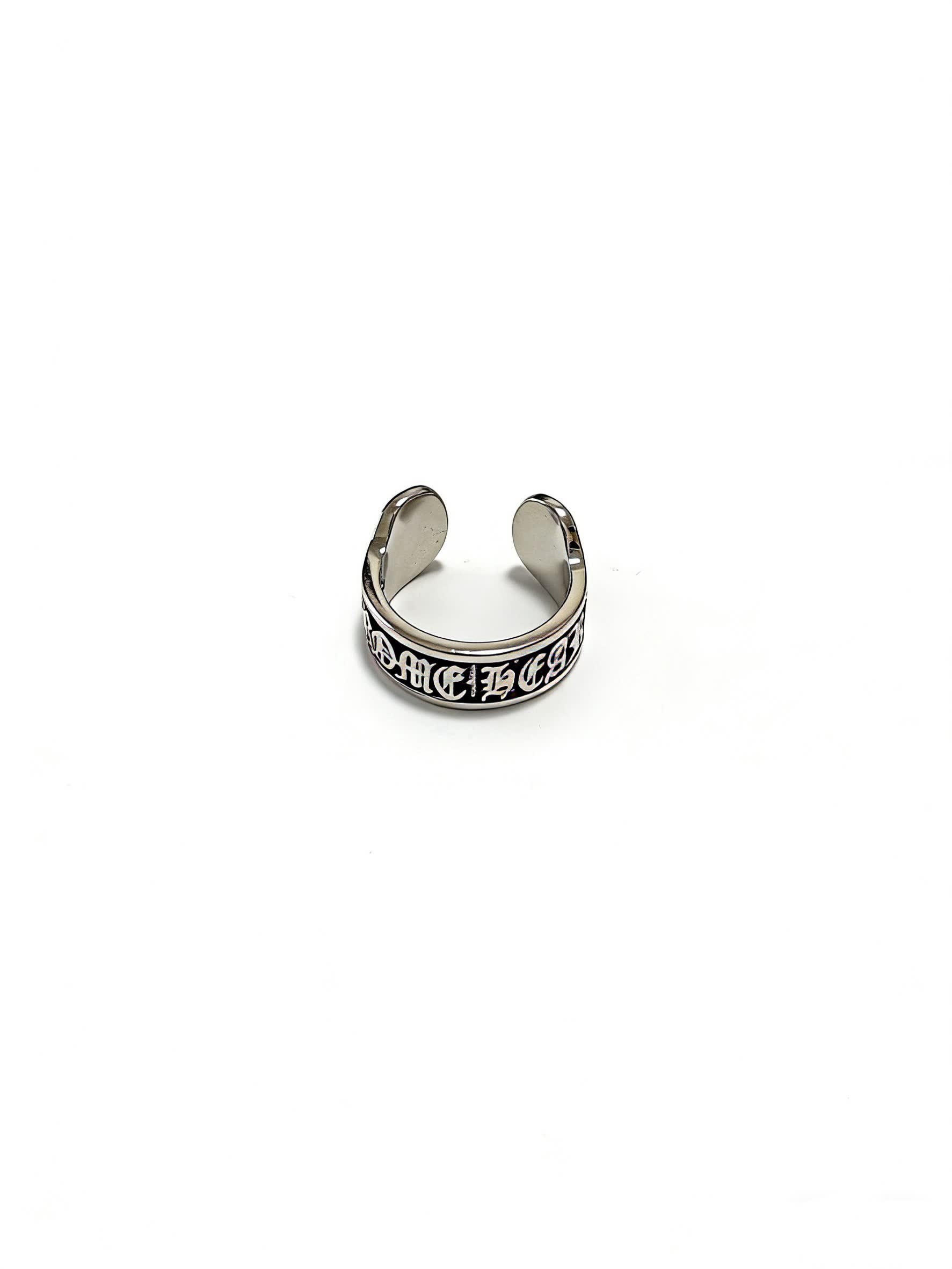 Chrome Hearts Silver Open Ring with 'DAMN THUGS' Engraving